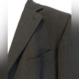 NÁUTICA MENS BLAZER BLUE BLACK HOUNDSTOOTH CHECK WOOL SPORT COAT 44L‎ Long
